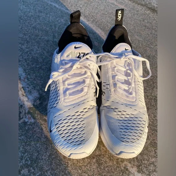 Nike Air Max 270 White and Black Athletic Shoes - Picture 2 of 6